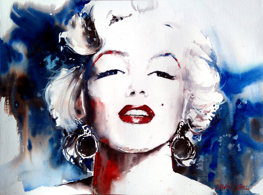 marylin monroe watercolour art salzburg künstler maler ausstellung vernissage art bv berchtoldvilla